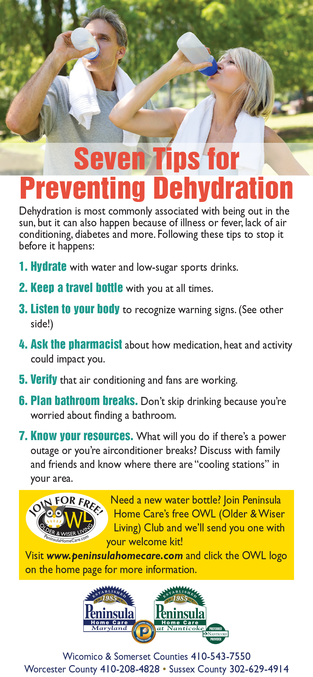 Seven Tips for Preventing Dehydration - Infographic by Peninsula Home Care